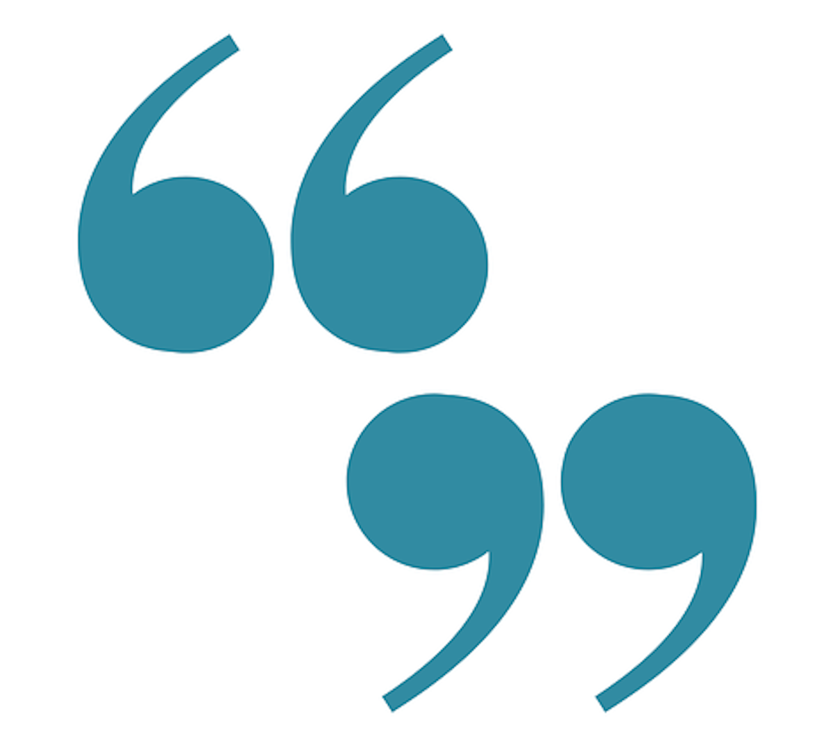 This minimalist design features two quotation marks or speech bubbles in a deep teal hue. The simple yet striking composition invites interpretation and contemplation on the power of communication and expression. This relates to the different uses of double quotation marks in British vs American English. 